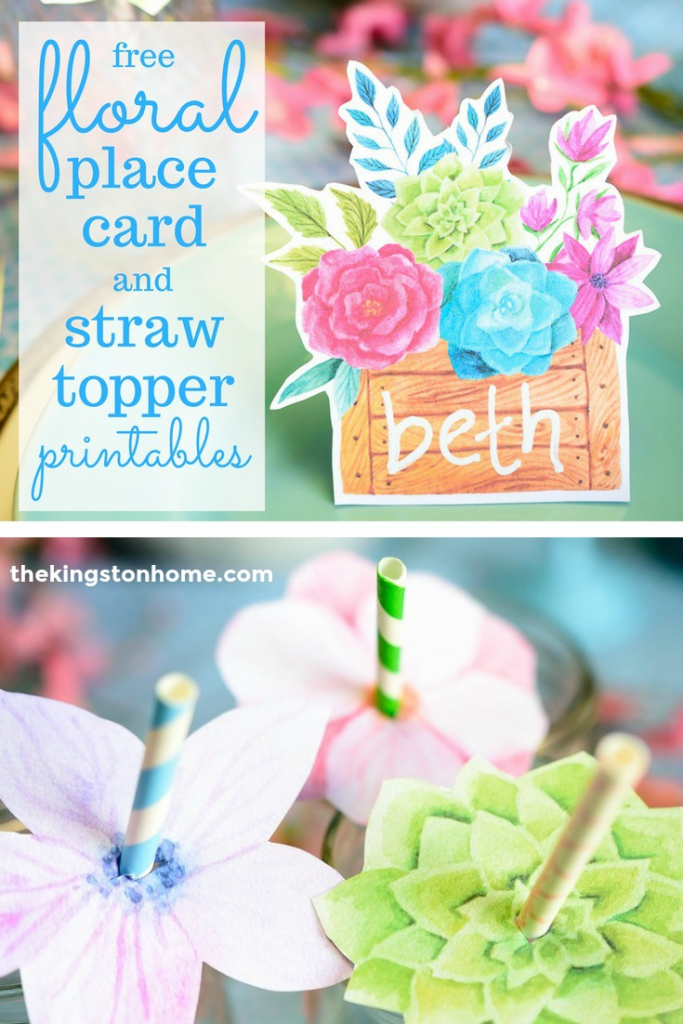 FREE Printables – Floral Place Cards and Straw Toppers - The Kingston Home