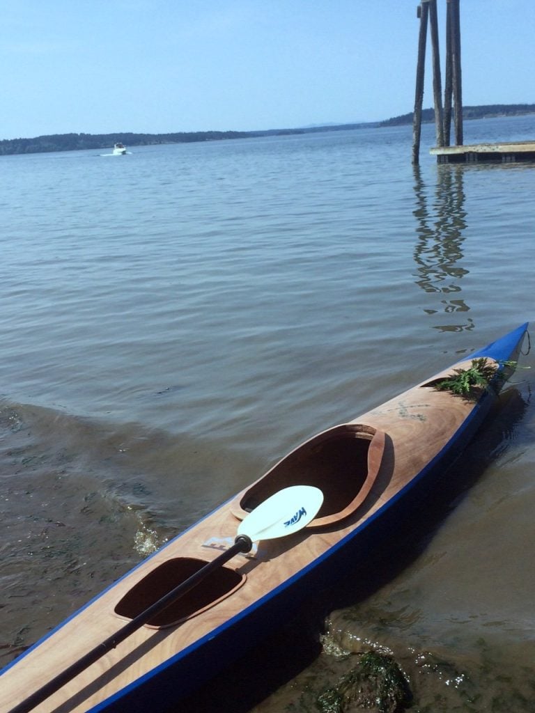 finished kayak in Puget Sound