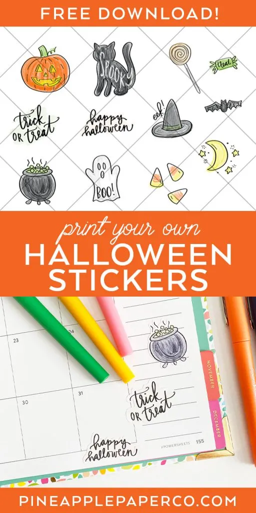Free Printable Halloween Stickers by Pineapple Paper Co