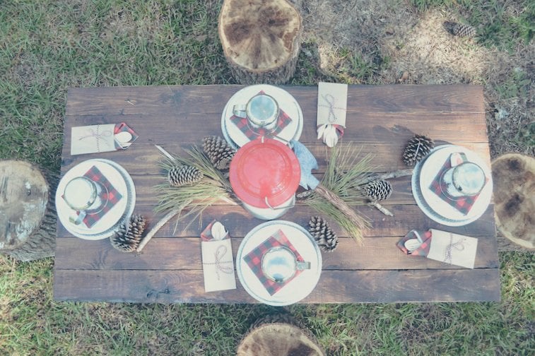 Fawn Over Baby outdoor lumberjack table setting