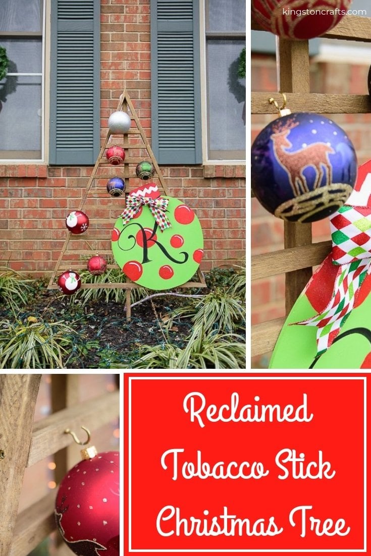 Reclaimed Tobacco Stick Christmas Tree - The Kingston Home: Learn how to create your own reclaimed tobacco stick Christmas tree that can be displayed outside, and be decorated for the holiday season! via @craftykingstons