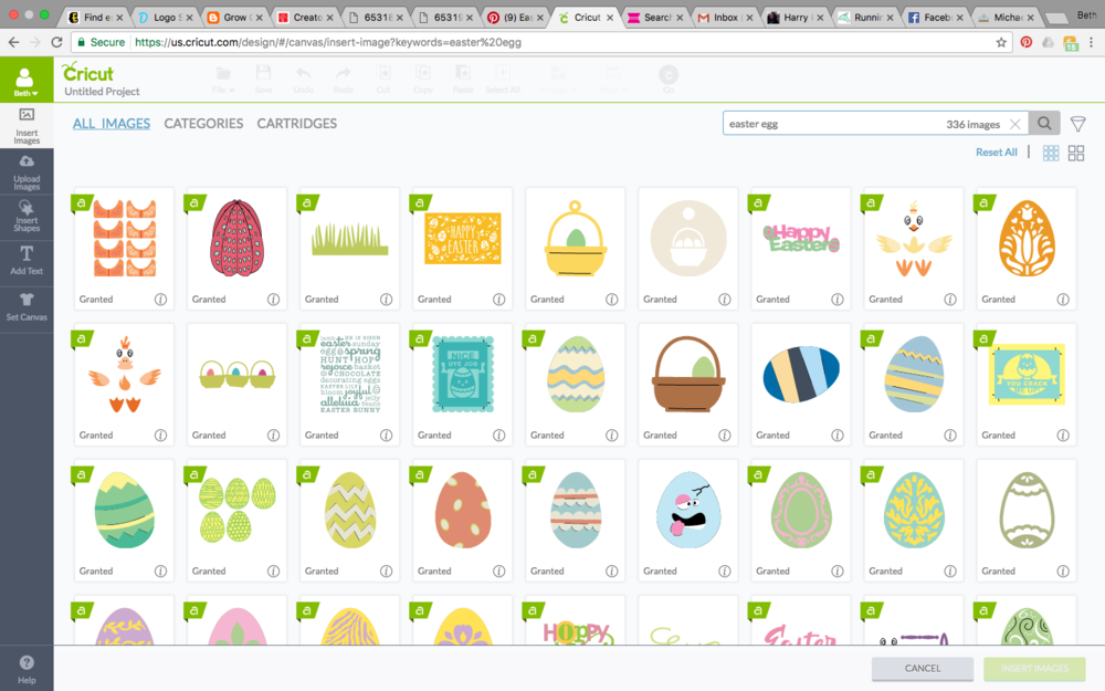 select an Easter egg from cricut design space