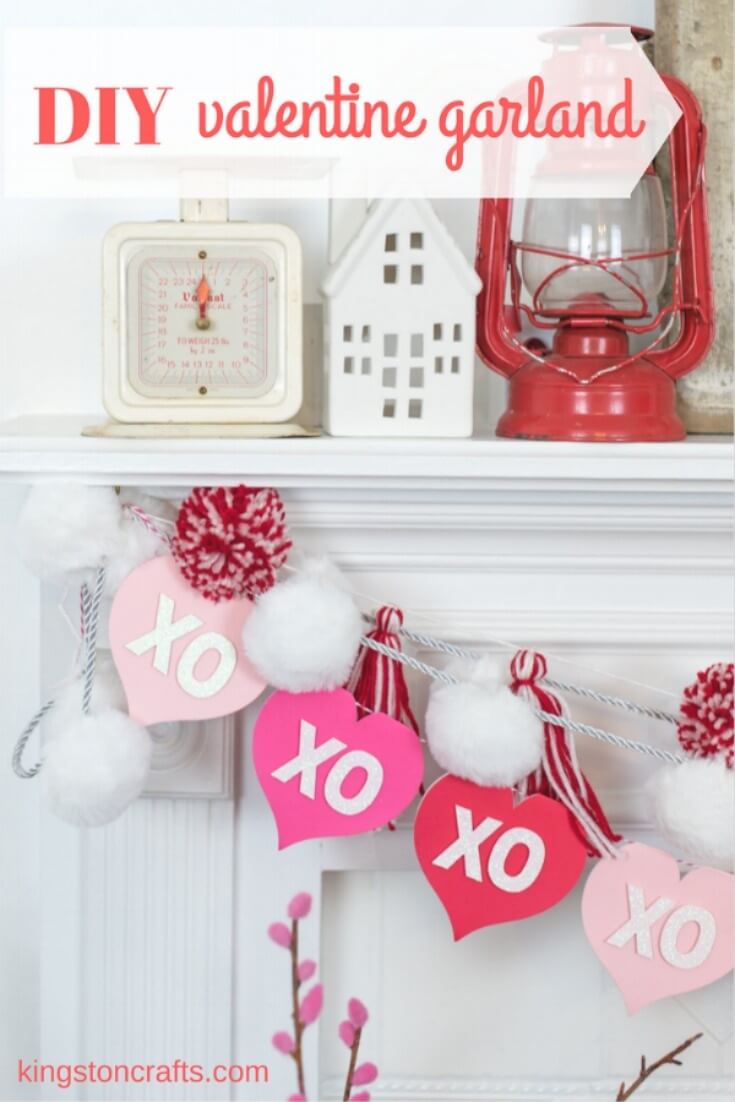 DIY Valentine's Day Garland - The Kingston Home: Turn heart-shaped cards from Michaels into the perfect Valentine's Day Garland with the help of the Cricut Maker! via @craftykingstons