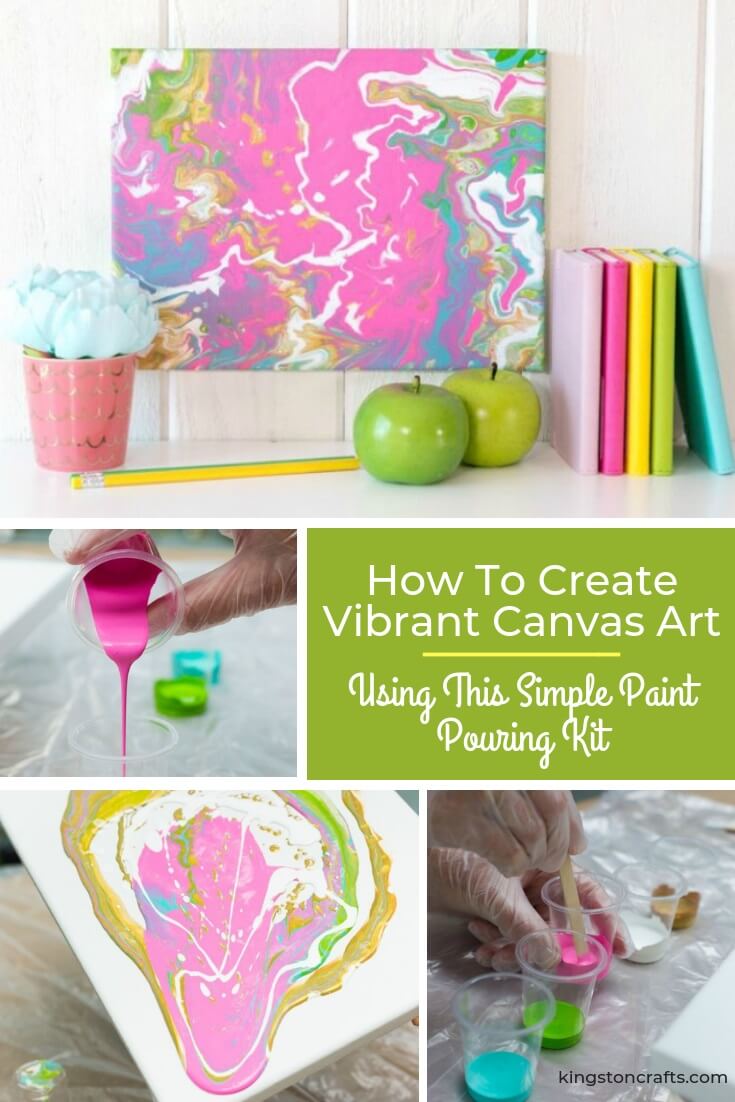Acrylic Pouring for Beginners: Easy DIY Canvas - The Kingston Home: Learn how easy paint pouring can be when you use this simple kit from American Crafts! via @craftykingstons