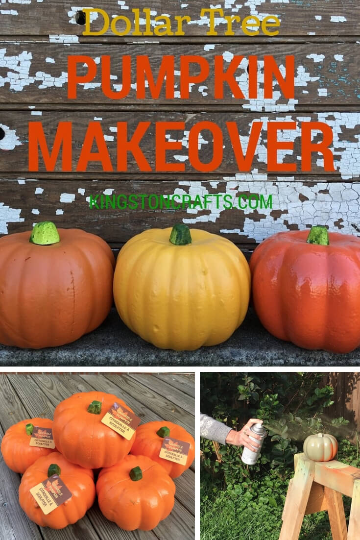 Dollar Tree Pumpkin Makeover - The Kingston Home: Learn how to transform an inexpensive Dollar Tree pumpkin into a fabulous Fall home decor piece, with just a few coats of spray paint! via @craftykingstons