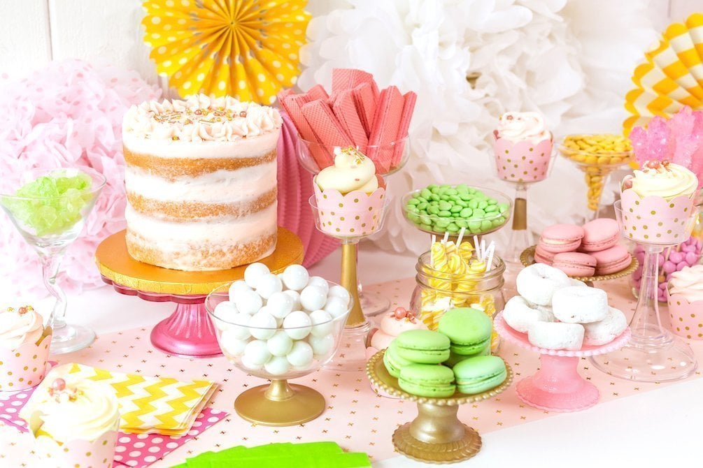 Buffet de desserts ou table de bonbons or et rose bricolage - Kingston Crafts