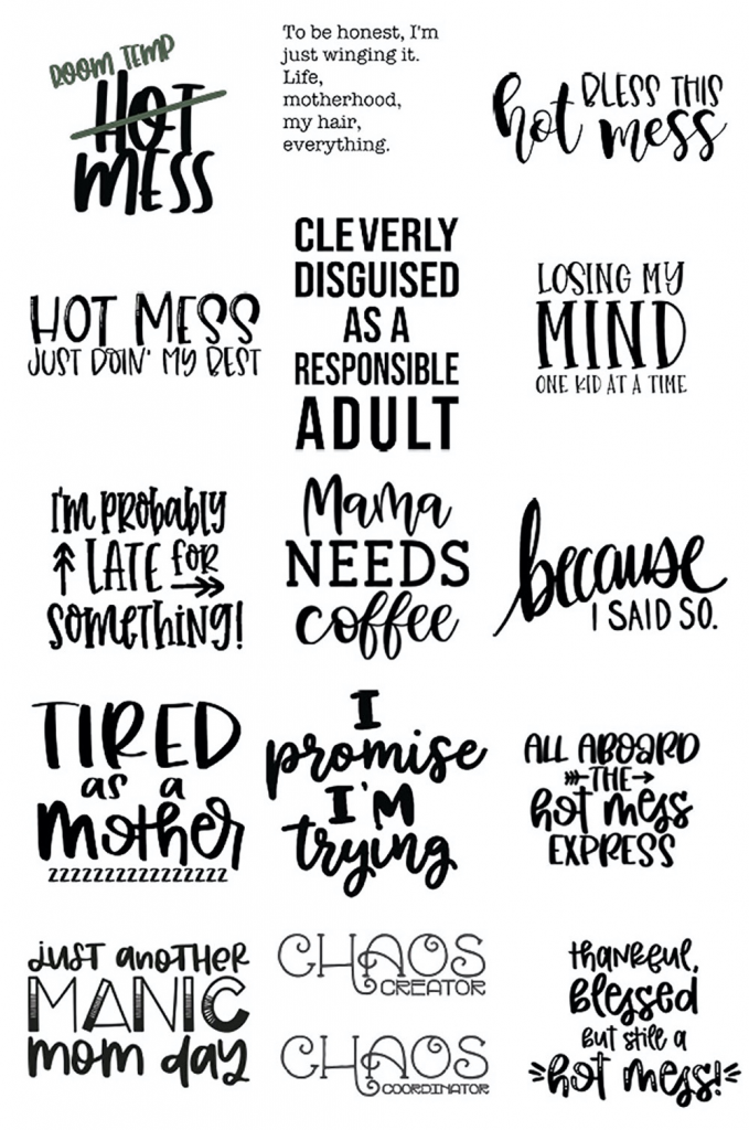16 Free Hot Mess Mom SVG Files Collage