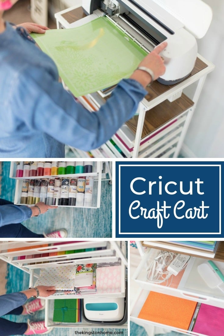 Cricut Craft Cart from Origami - The Kingston Home: Who wouldn't love to be a little more organized AND look cute? If you are new to Cricut, or are a long time user but need to organize your supplies, then this Cricut Craft Cart from Origami is gonna rock your world. via @craftykingstons