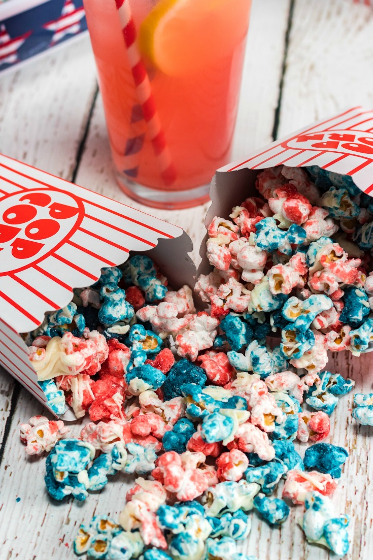 fourth of july patriotic popcorn on table