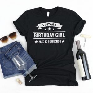 vintage birthday girl black t-shirt