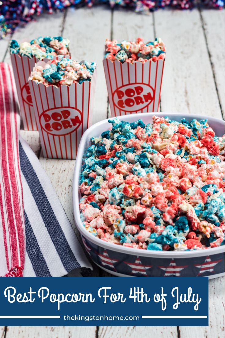 Best Popcorn for 4th of July - The Kingston Home: Are you ready to have the best popcorn ever? Then learn how to make this quick and simple patriotic popcorn for your fourth of July party! via @craftykingstons