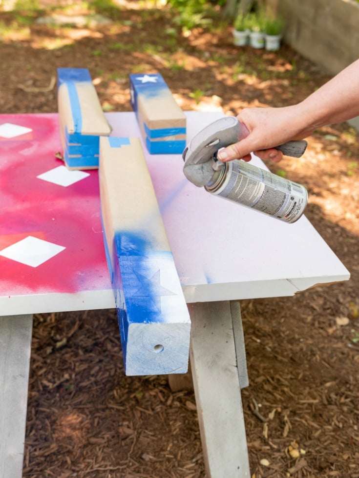 spray paint firecracker base with blue paint