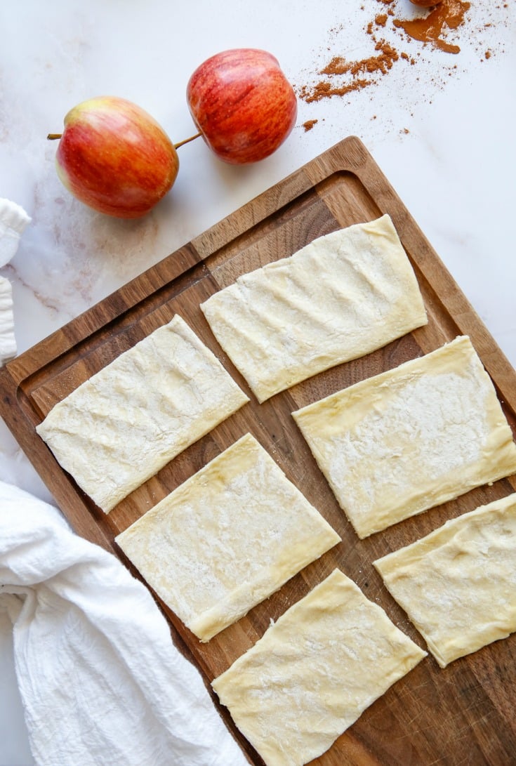 pastry dough cut into squares