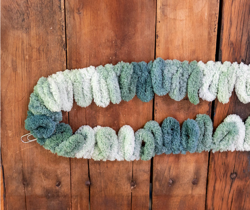loops of yarn for finger knit blanket