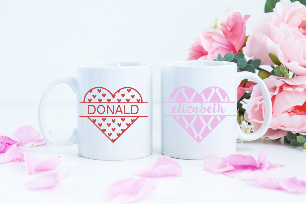 Heart Monogram Mugs for Valentine's Day