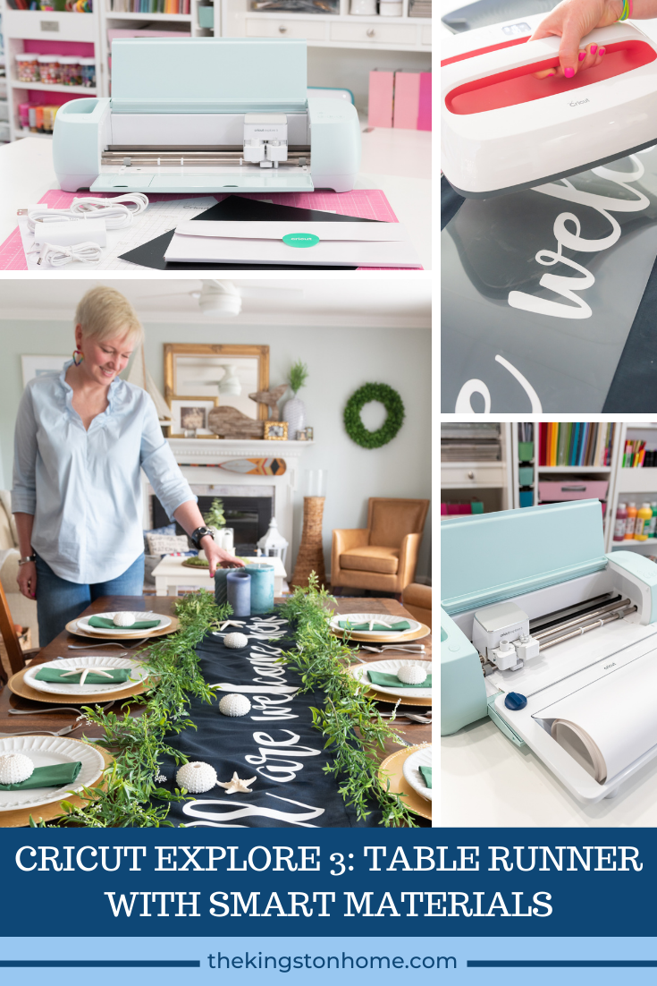 CRICUT EXPLORE 3 TABLE RUNNER WITH SMART MATERIALS - The Kingston Home: Heard about the new Cricut Explore 3? Wondering what kinds of projects you can create? Today we’re making a custom table runner in one cut (and in just a few minutes) with the new Cricut Smart Materials! via @craftykingstons