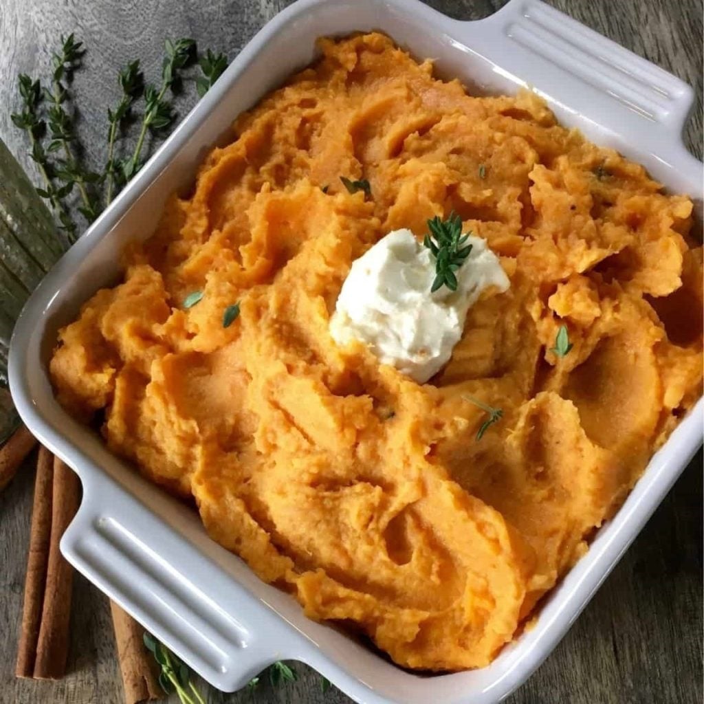 Creamy Mashed Sweet Potatoes With Fresh Thyme by Kim Schob