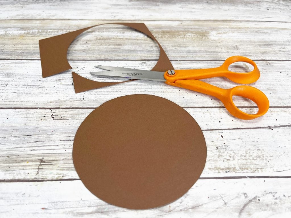 center of sunflower cut out of brown paper