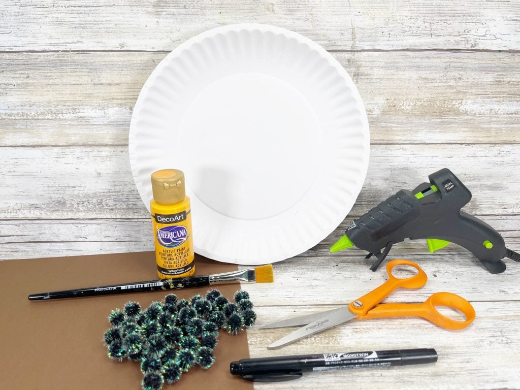 supplies needed to make paper plate sunflower