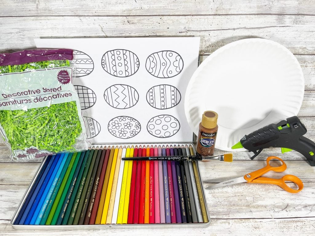 supplies for paper plate easter basket